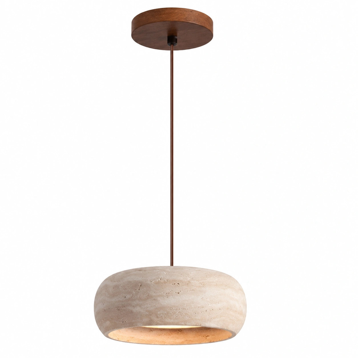 Lampadario LED in Legno Stile Nordico in Travertino Giallo
