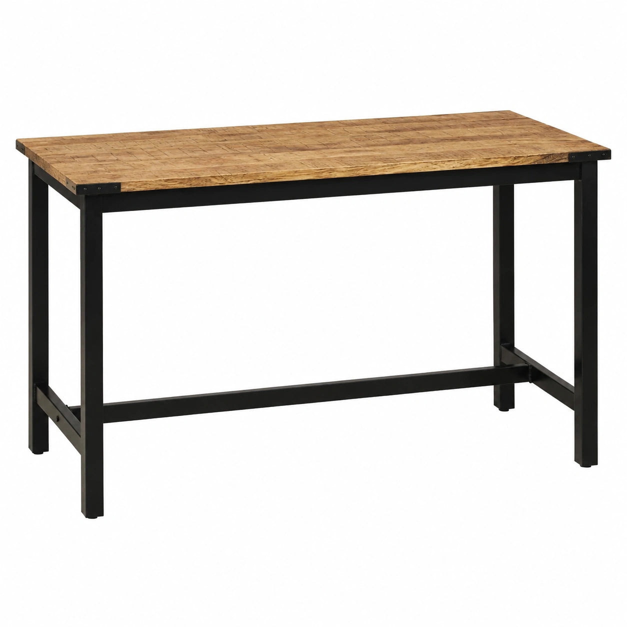 Tavolo da Pranzo in Mango Massello 110x60x76 cm, Design Industriale Retrò con Gambe in Ferro per Cucina