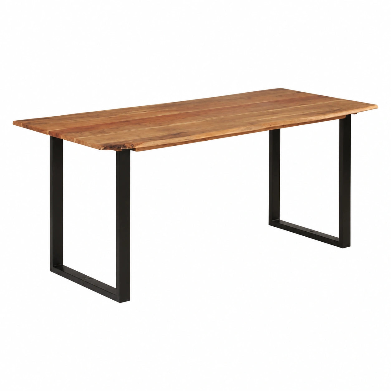 Tavolo da pranzo in acacia stile industriale, 180x90x76 cm, robusto e moderno, con gambe in acciaio e venature naturali