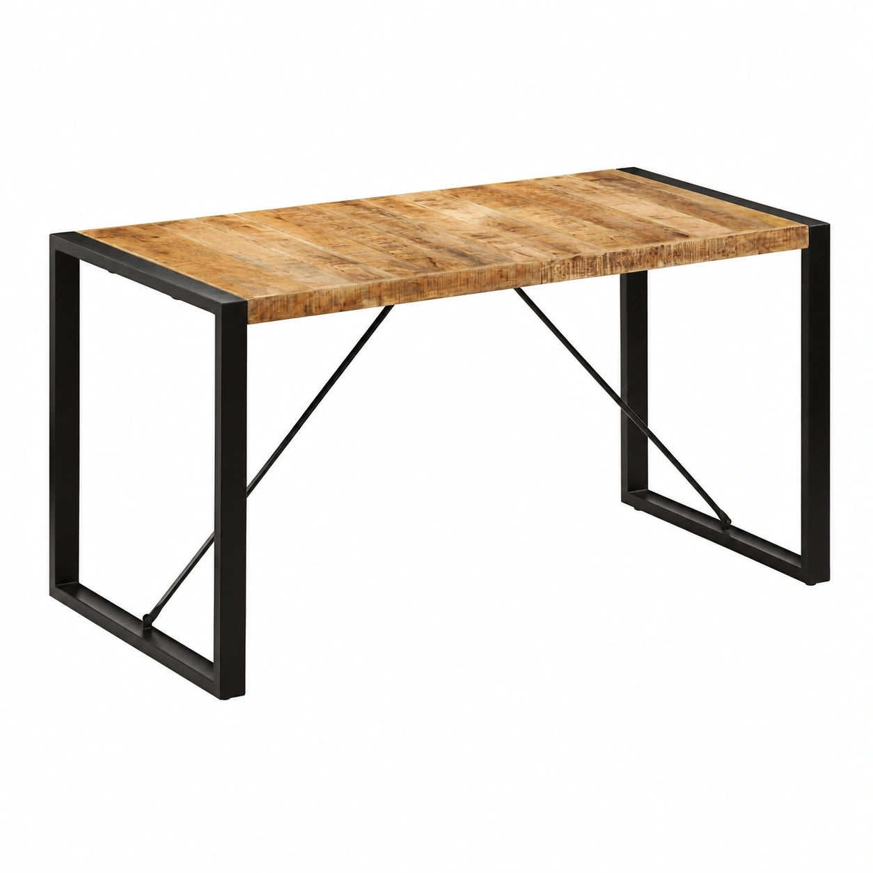 Tavolo da Pranzo Industriale in Mango Massello 140x70x75 cm
