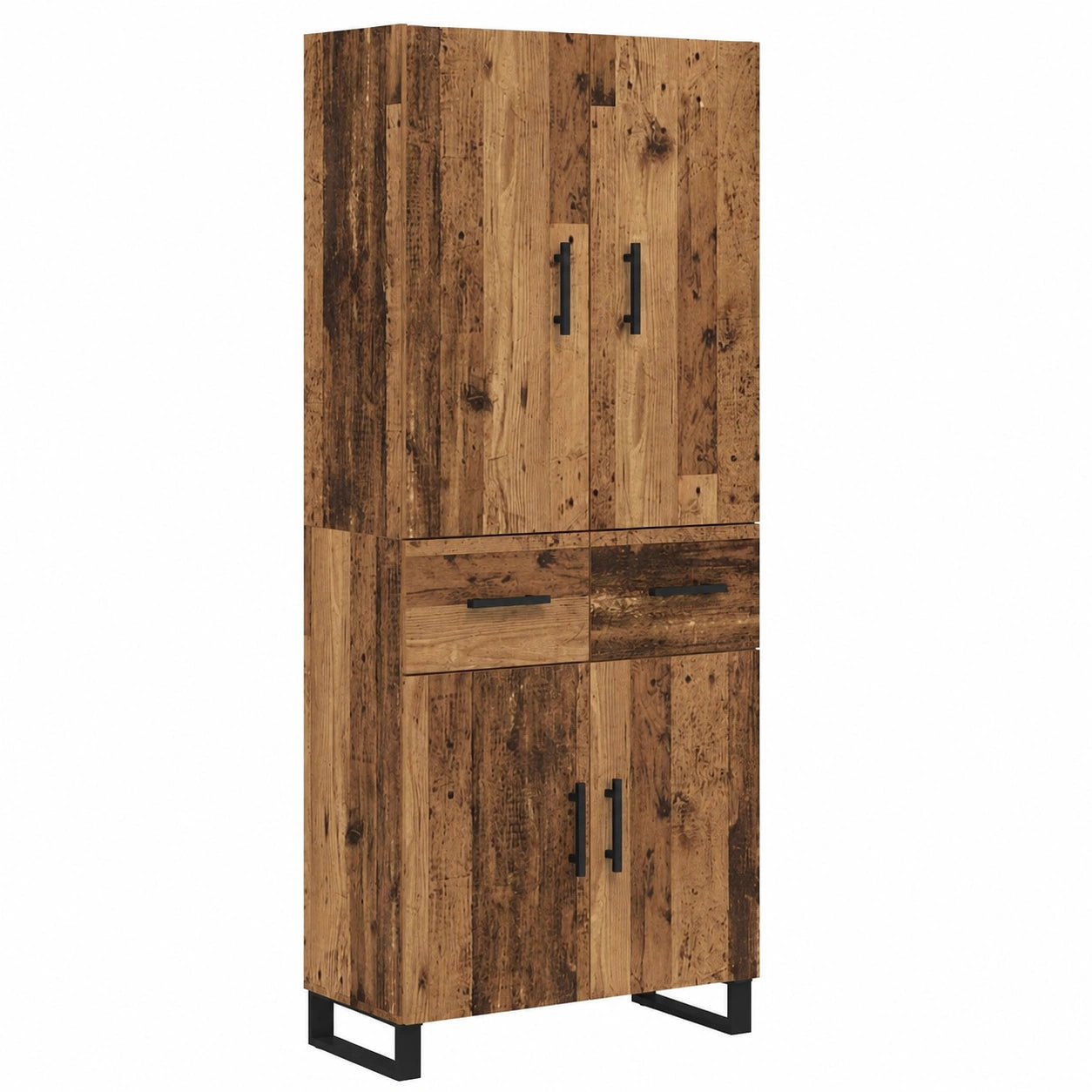Credenza moderna in legno anticato con cassetti e ante, 69,5 x 34 x 180 cm, per soggiorno e sala da pranzo