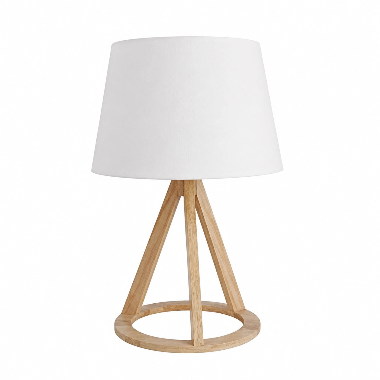 Lampada da Tavolo Nordica in Legno Massello con Paralume in Tessuto