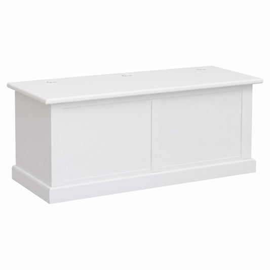 Cassapanca in Legno Bianco Spaziosa 120 x 42 x 50 cm