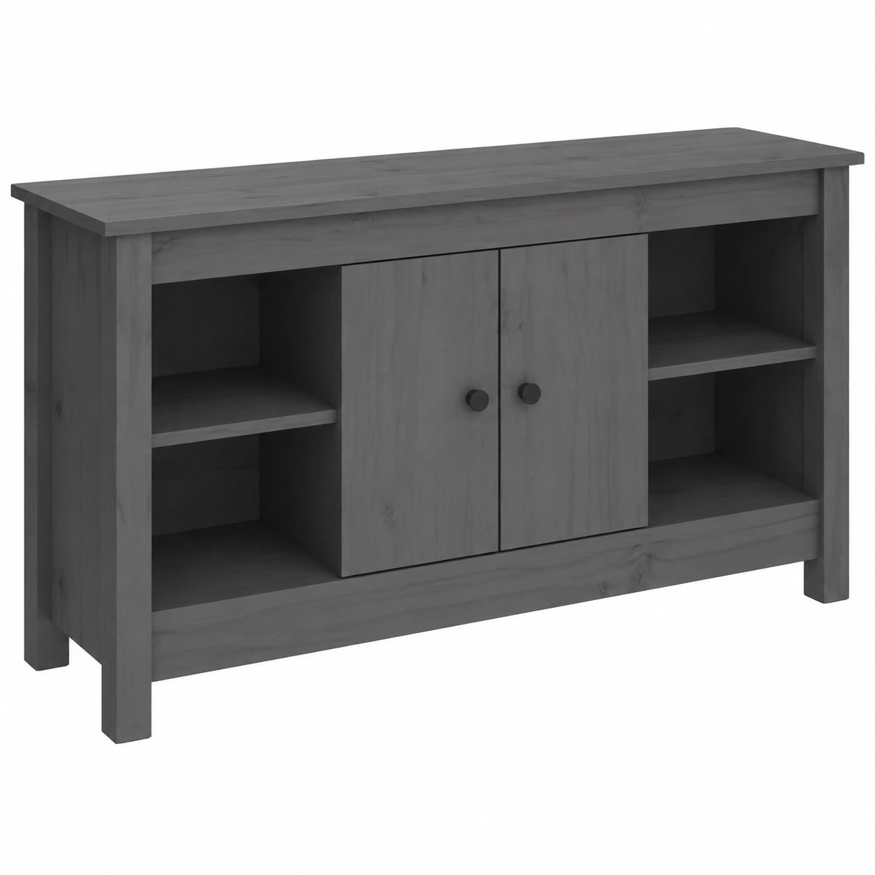 Mobile Porta TV in Legno Massiccio di Pino, Stile Scandinavo, 103x36,5x52 cm, Colore Grigio