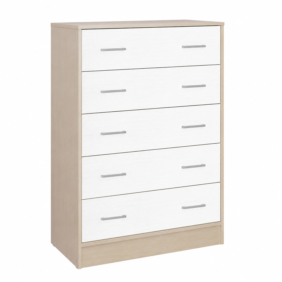 Cassettiera Moderna 5 Cassetti Bianco/Rovere per Casa