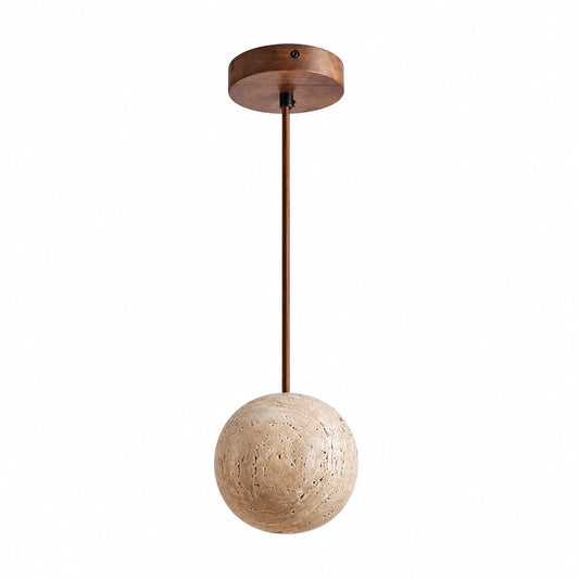 Lampada a Sospensione in Travertino Wabi-sabi, Design Nordico in Pietra Naturale, Ideale per Camera da Letto e Soggiorno