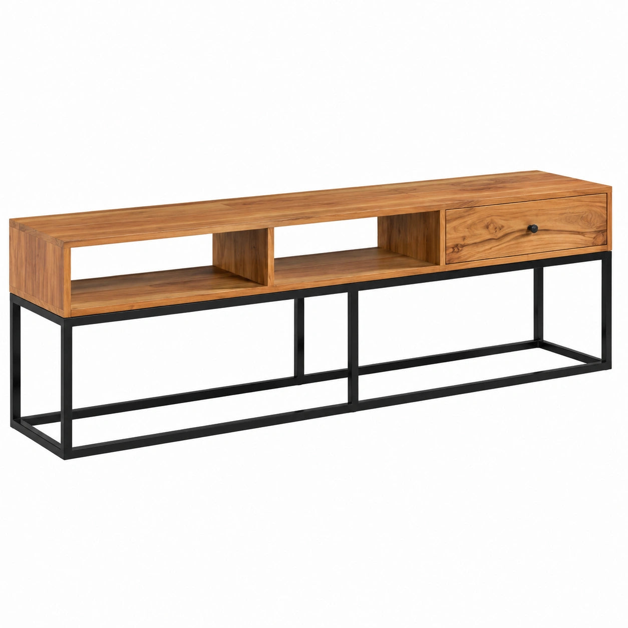 Mobile porta TV moderno in acacia massello con spazio di archiviazione, stile scandinavo