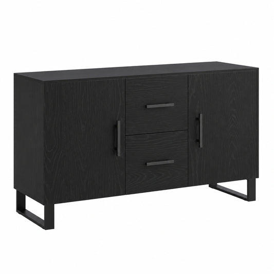 Mobile Buffet Moderno in Legno Nero con Ante e Cassetti, 100x36x60 cm