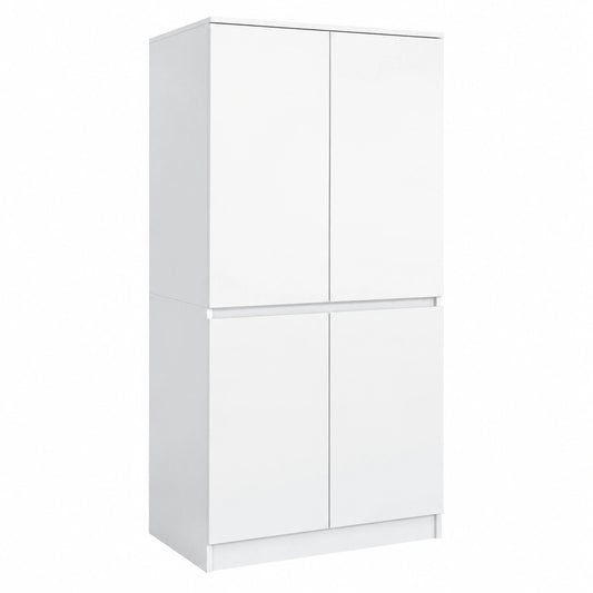 Armadio Alto Moderno 4 Ante Bianco 60x39x180 cm – Scarpiera Salvaspazio Multiuso