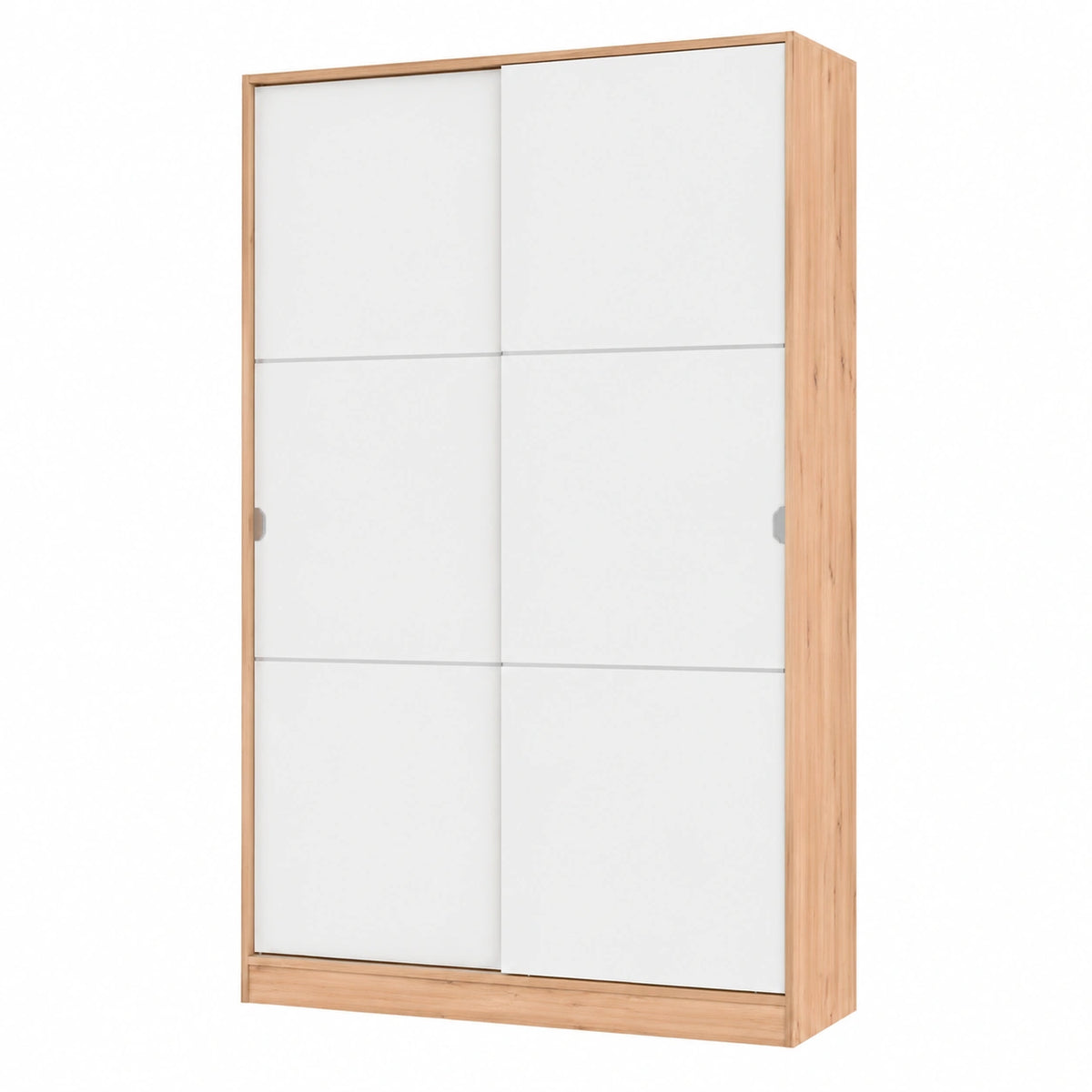 Armadio Scorrevole Salvaspazio con Ripiani e Appendiabiti, 120x50x200 cm, Bianco e Rovere