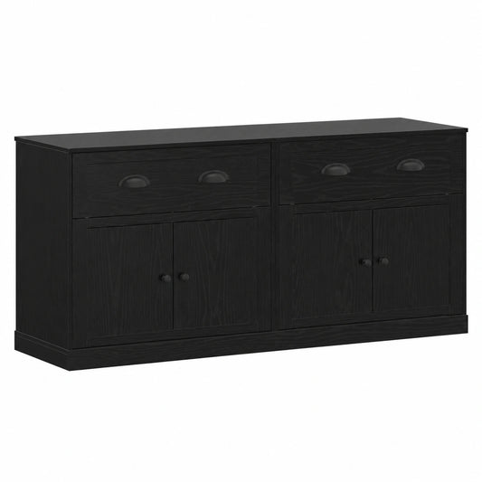 Coppia di credenze moderne in legno, effetto rovere nero, con 4 ante e cassetti, 70x35,5x67,5 cm, ideali per cucina e soggiorno