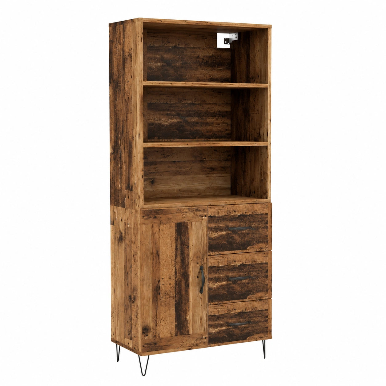 Credenza moderna in legno anticato con cassetti e ante, 180 cm, stile elegante per soggiorno e sala da pranzo