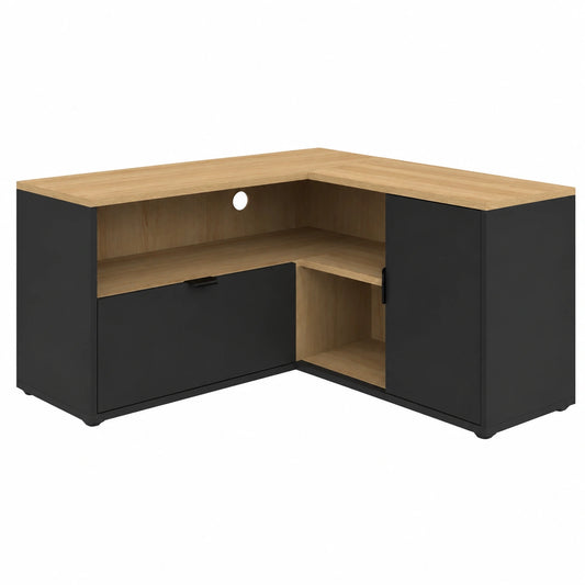Mobile TV ad angolo BALTAZAR 90x90 cm in legno di faggio e nero