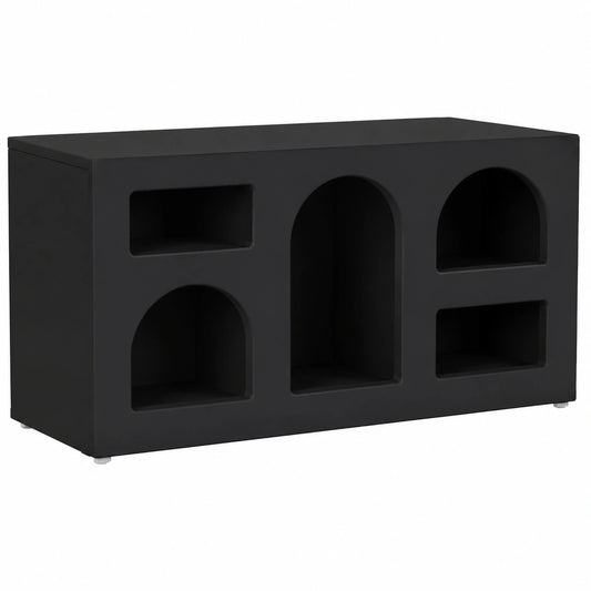 Mobile TV Nero in Legno, Stile Scandinavo, 80x35x40 cm, per Soggiorno e Camera da Letto