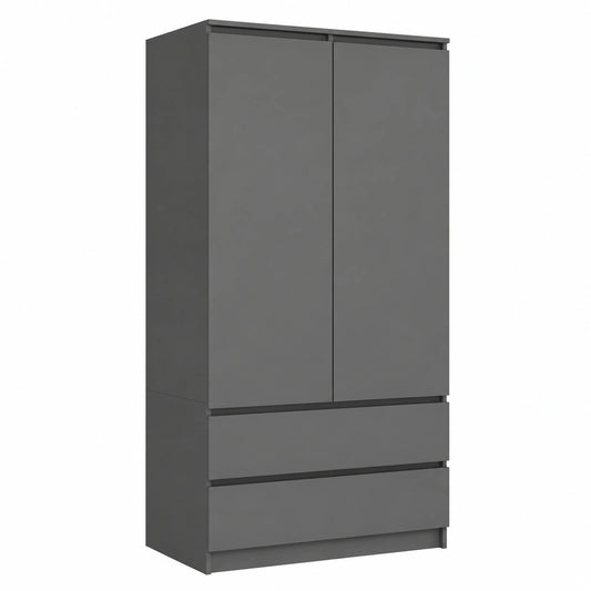 Armadio STAR S 90 cm con 2 Ante e 2 Cassetti Grigio Grafite