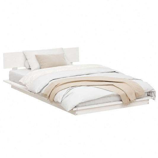 Letto a pavimento bianco 80x200 cm con comodino, cornice di legno moderna minimalista per camera