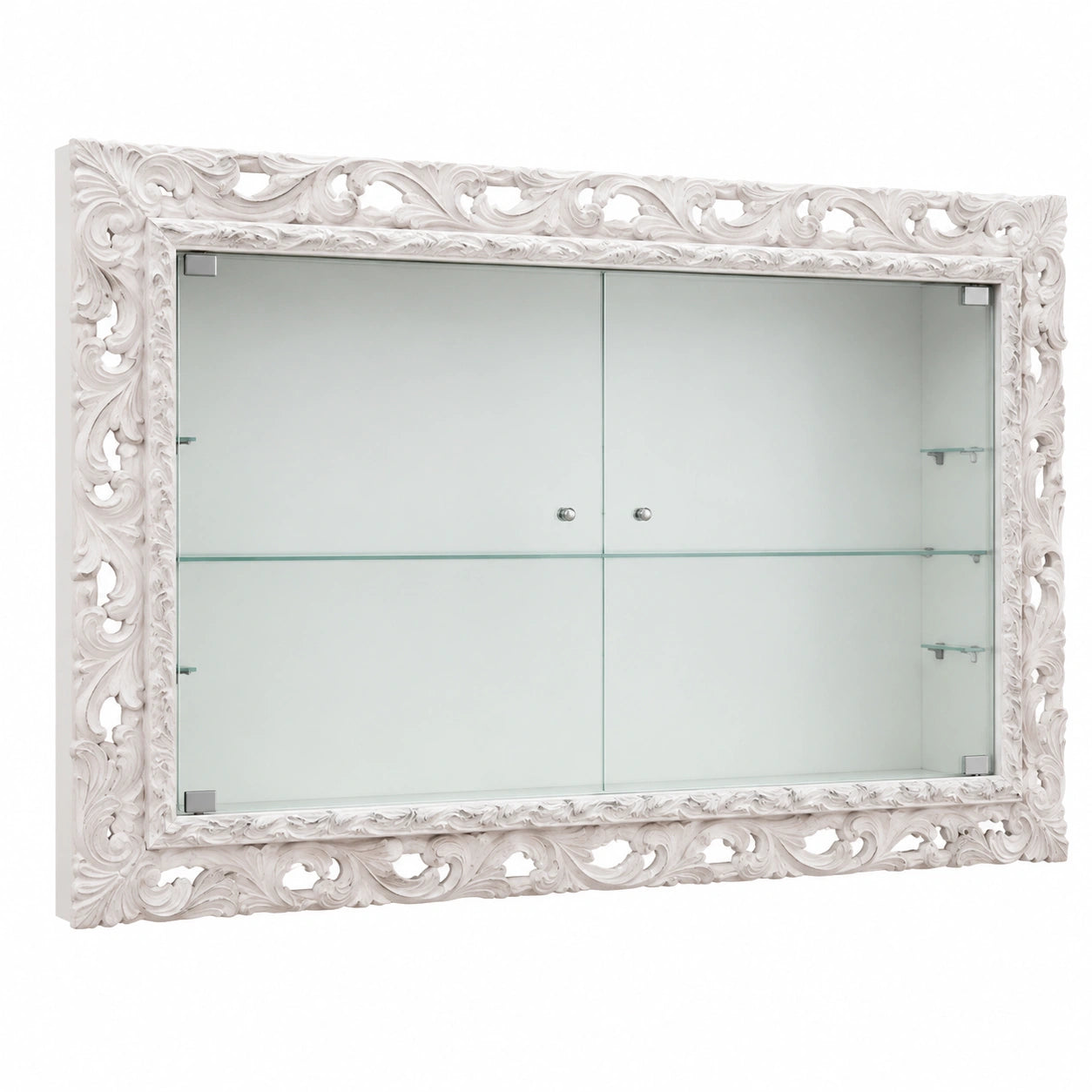 Vetrina barocca da parete con ante in vetro e portabottiglie personalizzato 50x70 cm