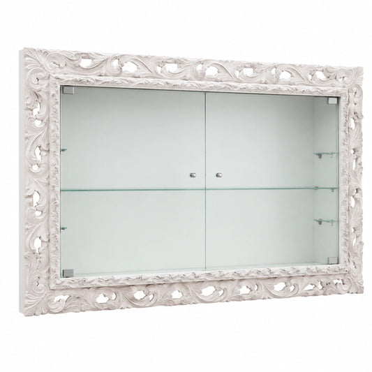 Vetrina barocca da parete con ante in vetro e portabottiglie personalizzato 50x70 cm