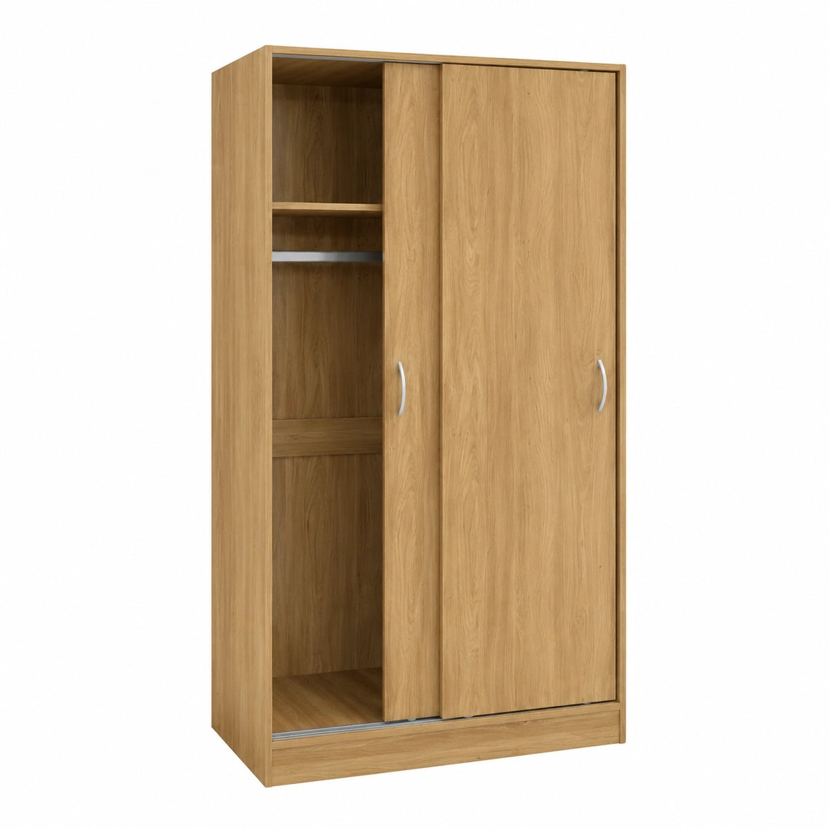 Armadio Scorrevole in Legno Effetto Rovere per Cameretta, 90x50x180 cm