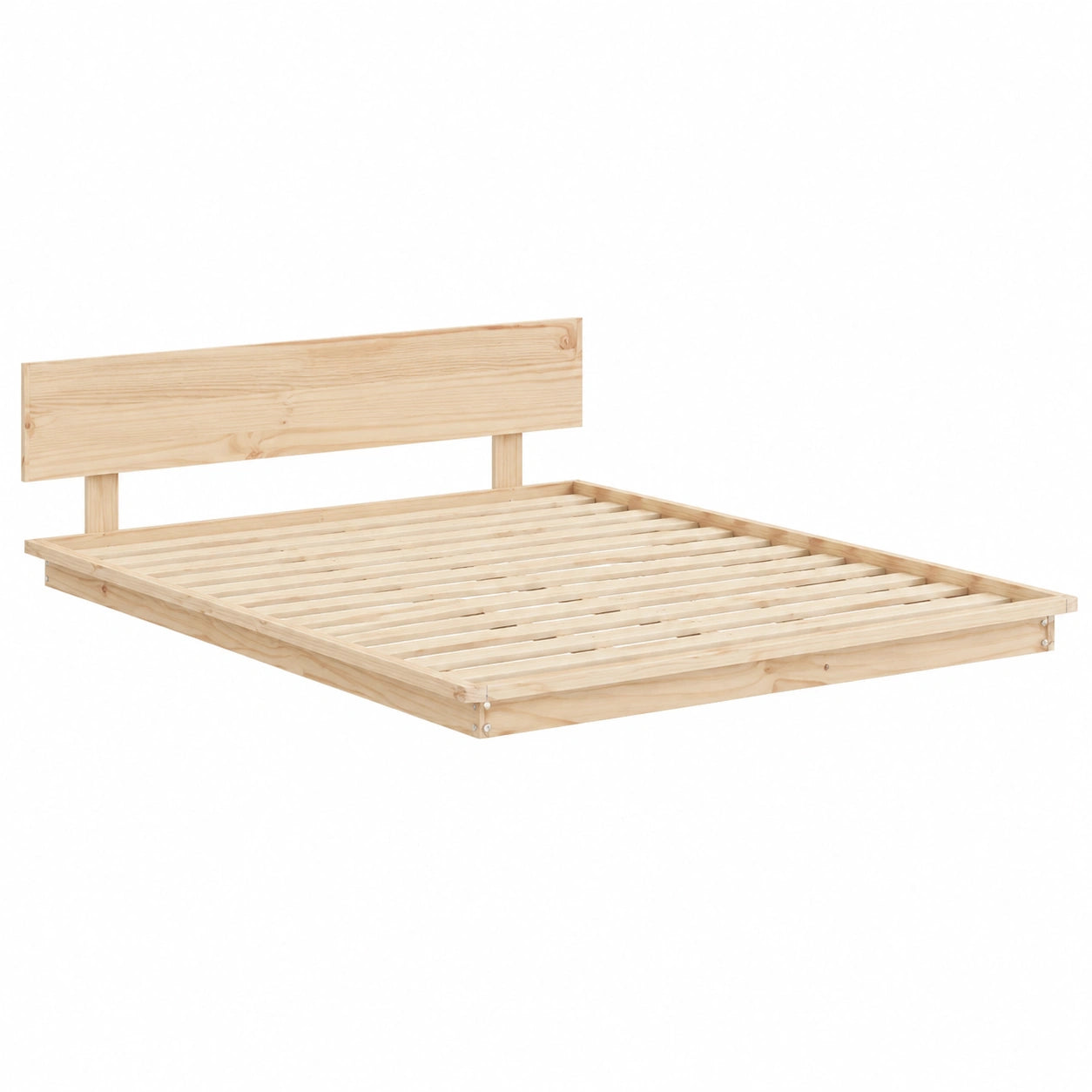Letto a pavimento in legno 100x200 cm con comodino, design moderno minimalista